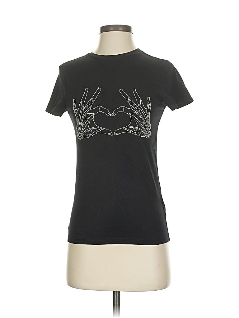 Pre-owned Ikks Short Sleeve Top Black Crew Neck Tops