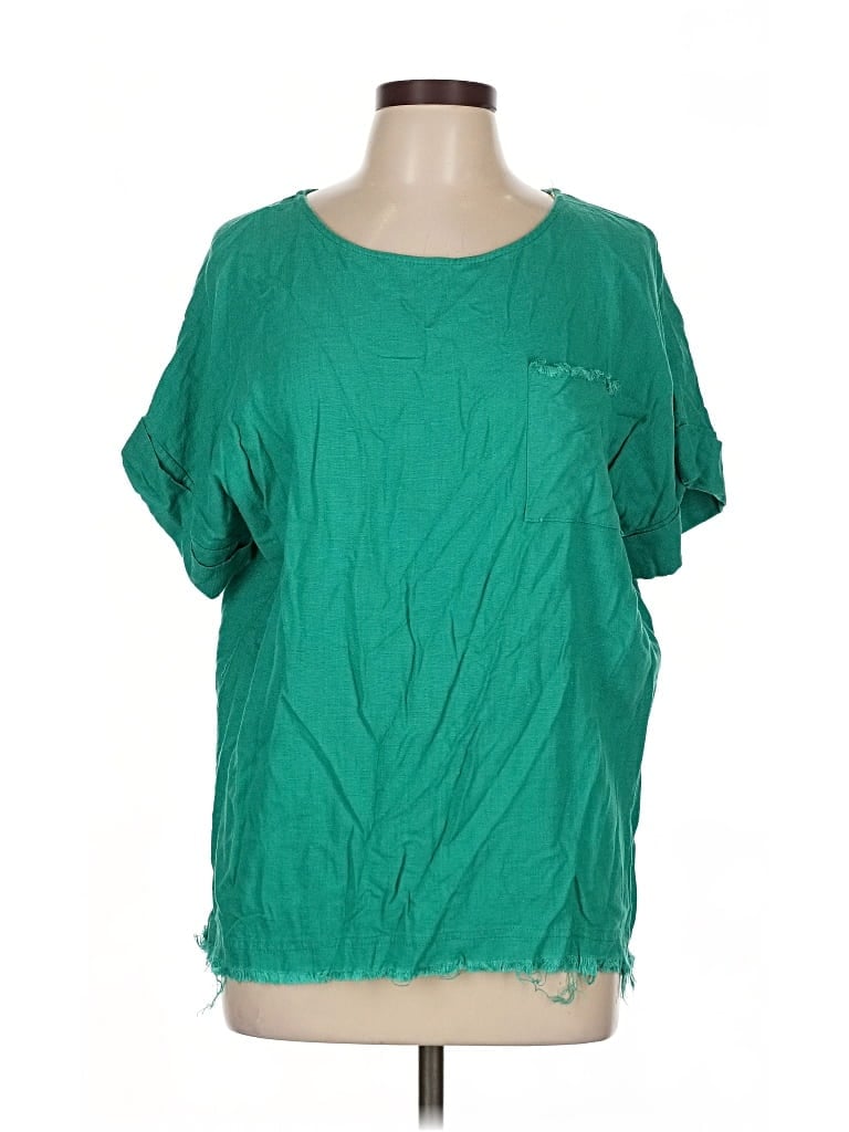 Pre-owned Umgee Short Sleeve Top Green Scoop Neck Tops