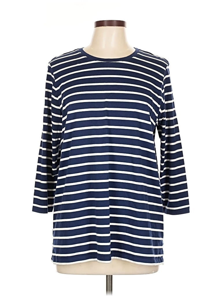 Pre-owned Lands' End 3/4 Sleeve T-shirt In Blue