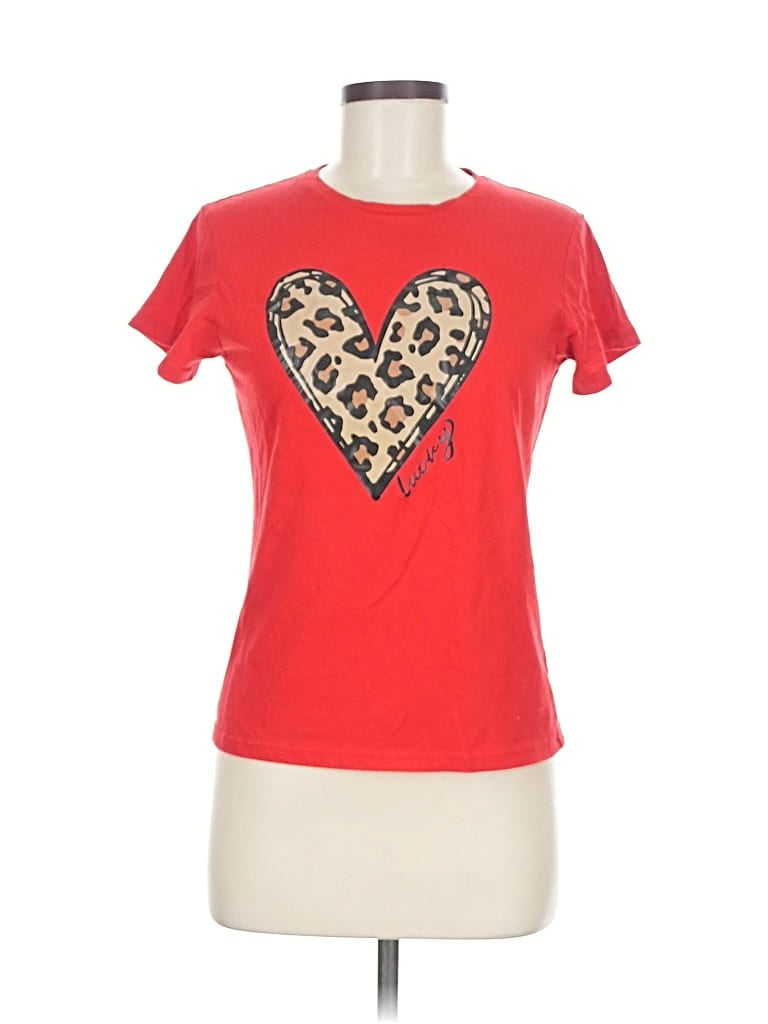 Pre-owned Shein Short Sleeve T-shirt In Red