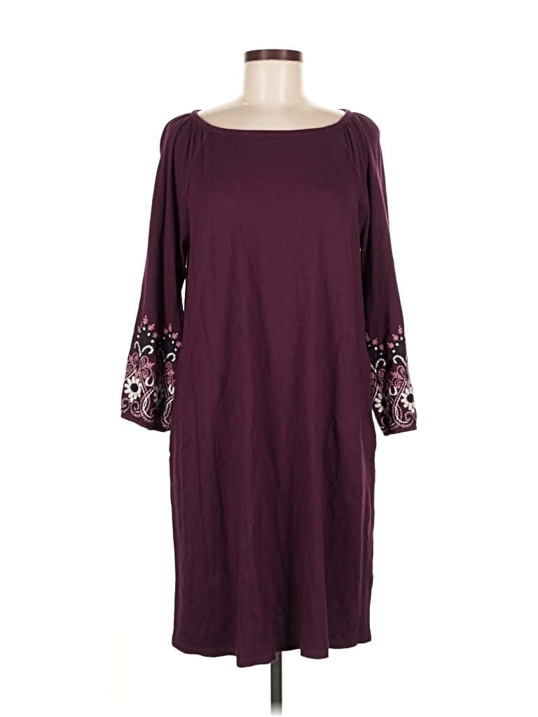 Pre-owned Jjill Casual Dress In Burgundy
