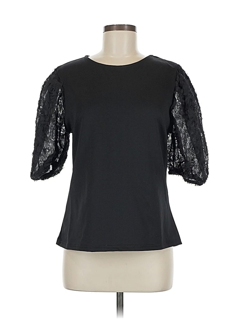 Pre-owned Kaktus Short Sleeve Top Black Sweetheart Neckline Tops
