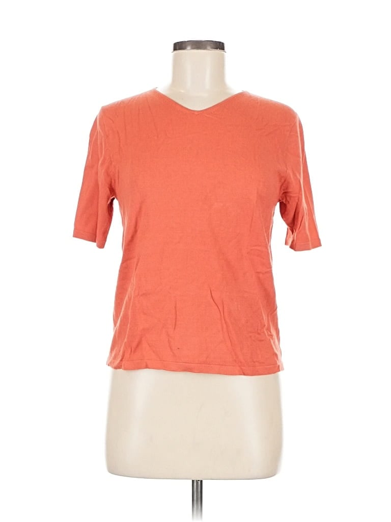 Pre-owned Pendleton Short Sleeve Top Orange V Neck Tops