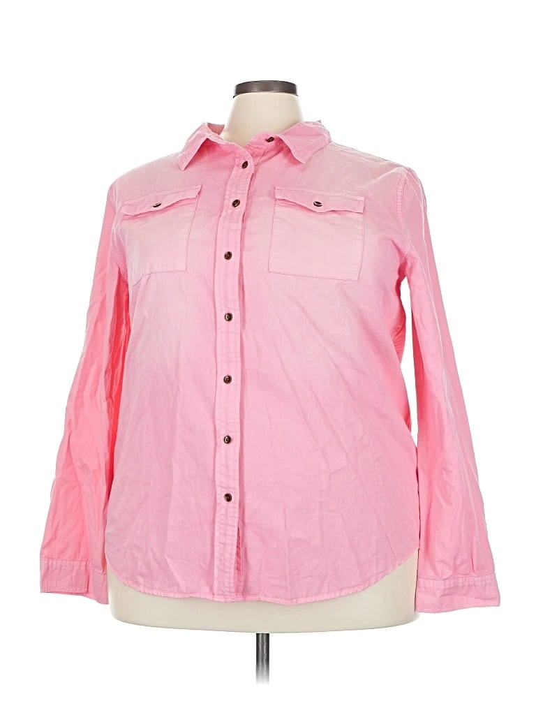 Luvamia Long Sleeve Button Down Shirt In Pink