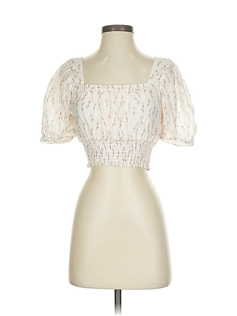 Pre-owned By The River Short Sleeve Blouse In White