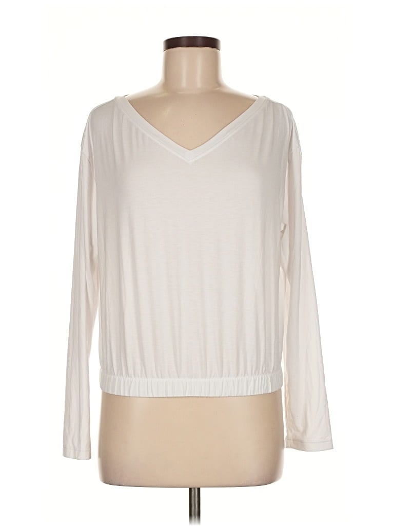 Pre-owned Athleta 3/4 Sleeve T-shirt In White