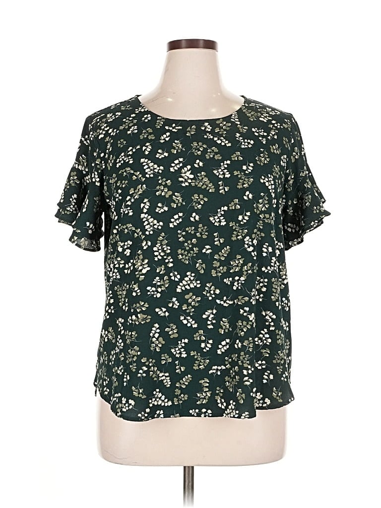 Pre-owned 41hawthorn Short Sleeve Blouse In Green