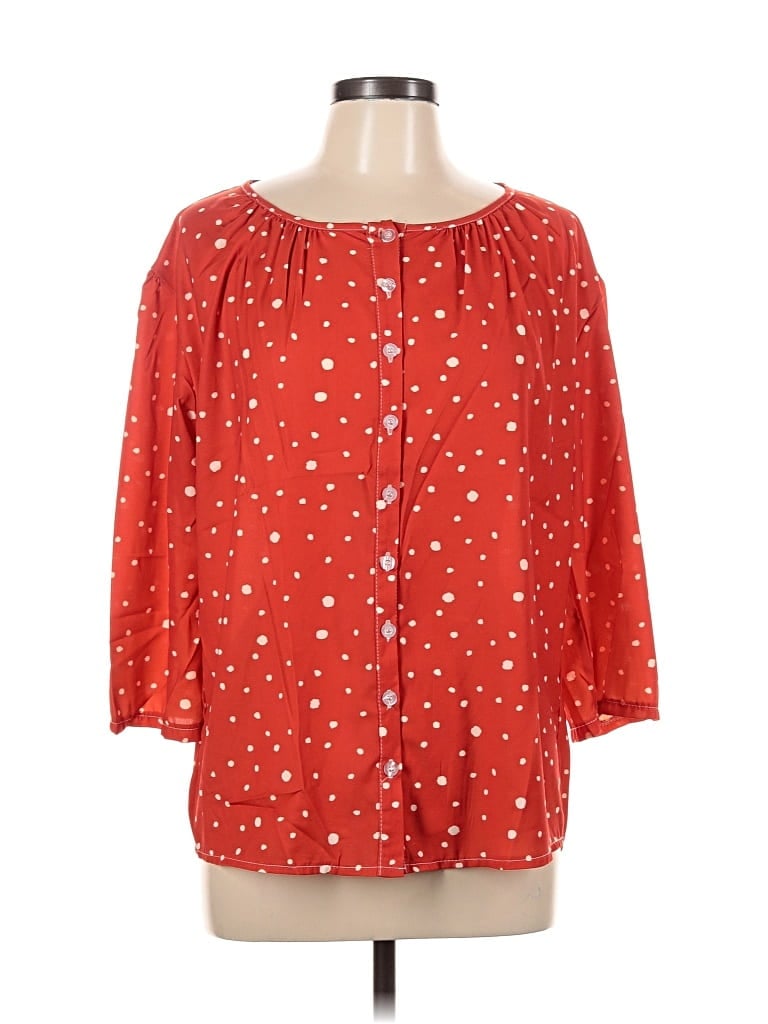 Pre-owned Unbranded 3/4 Sleeve Blouse In Orange