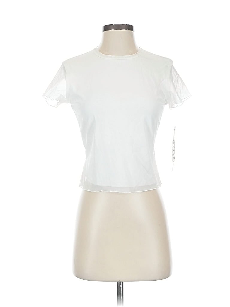 Pre-owned Ecru Short Sleeve Top White Sweetheart Neckline Tops