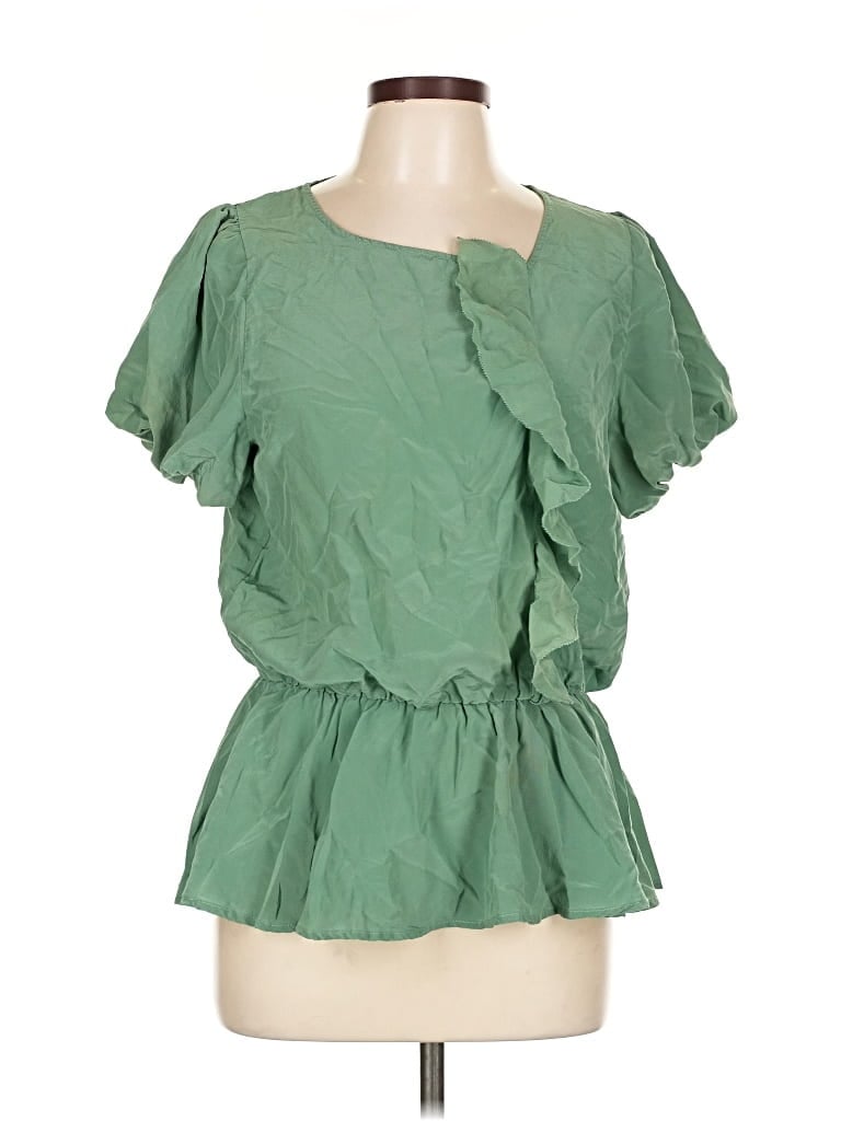 Pre-owned Trinity ... Short Sleeve Blouse In Green