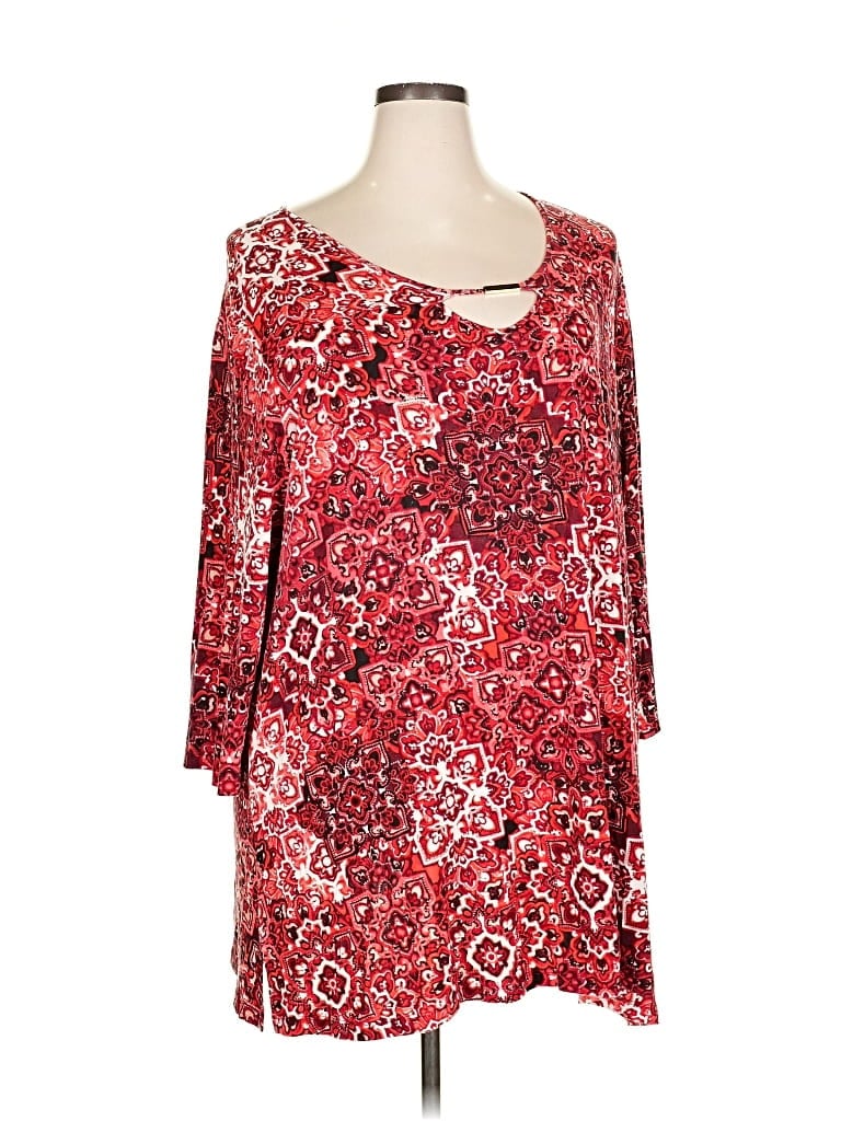 Pre-owned Catherines 3/4 Sleeve Blouse In Red