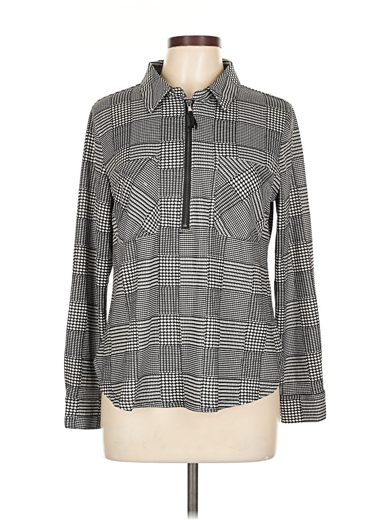 Pre-owned Emily Daniels Long Sleeve Blouse In Gray