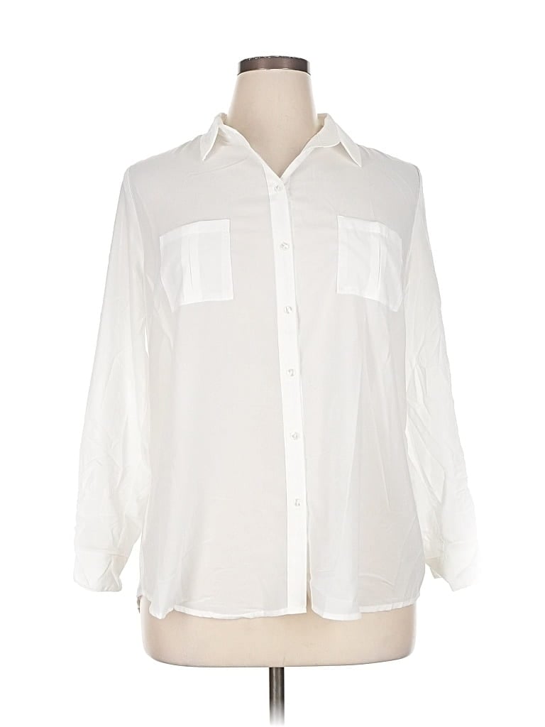 Pre-owned Ambiance Apparel 3/4 Sleeve Blouse In White