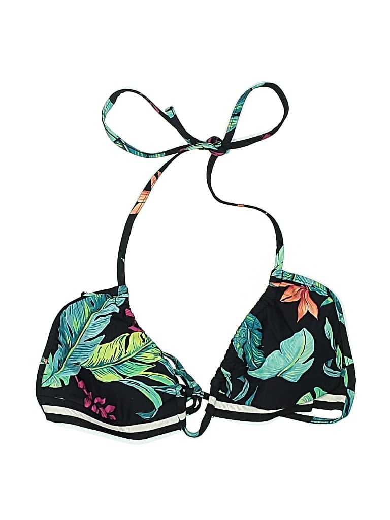Pre-owned Seafolly Swimsuit Top Black Tropical Pattern Swimwear