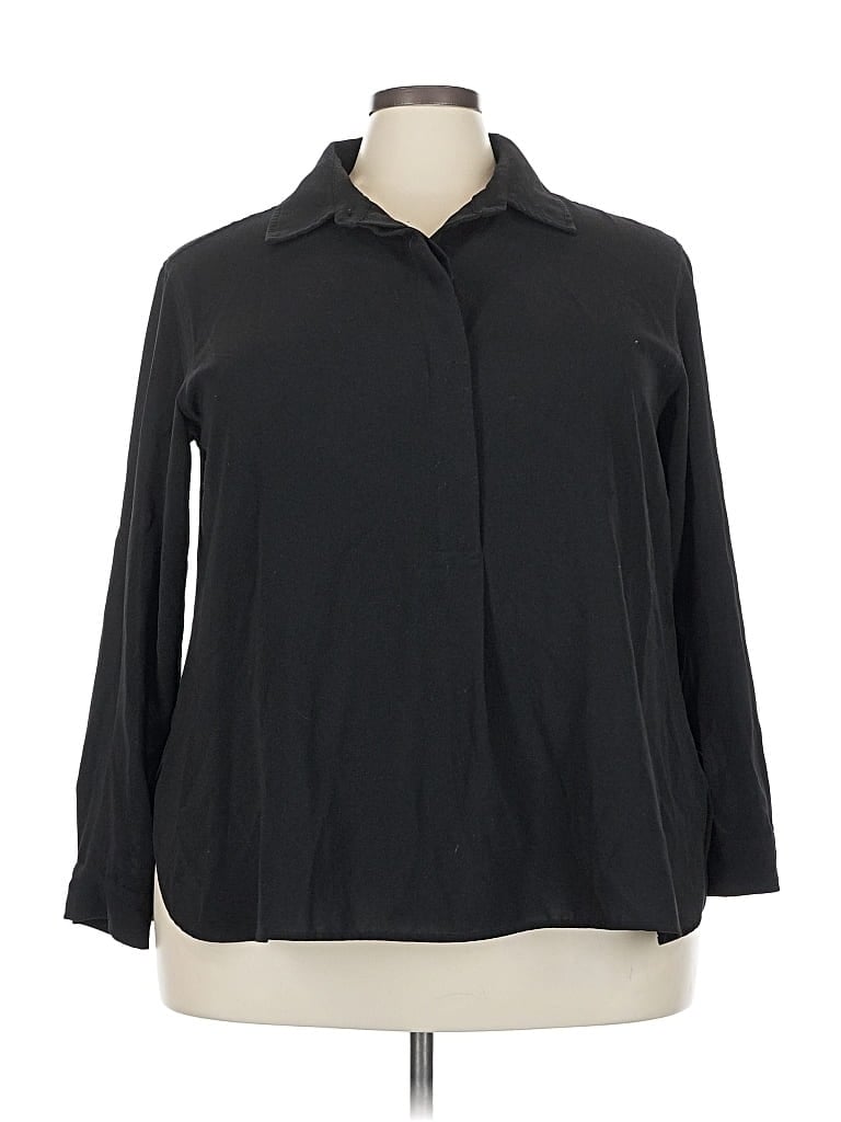 Pre-owned Max Studio Long Sleeve Blouse In Black