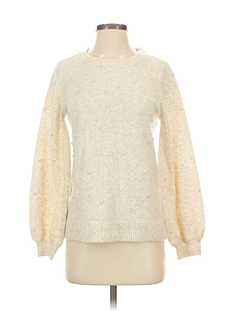 Pre-owned Ann Taylor Loft Pullover Sweater In White