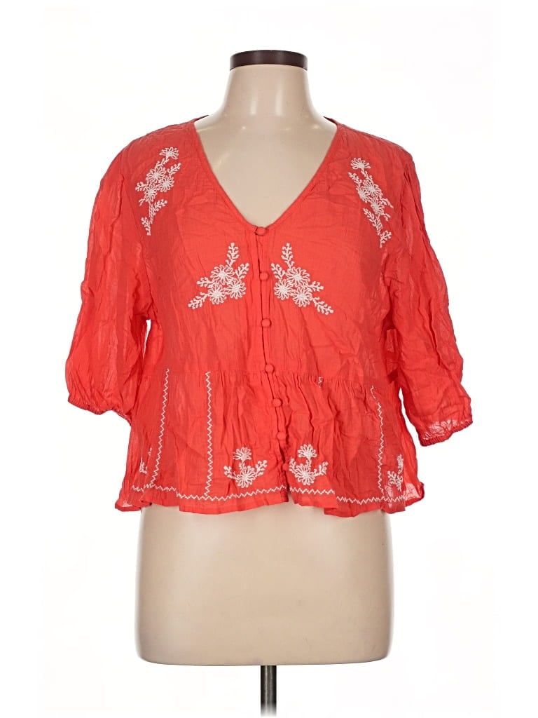 Pre-owned Old Navy 3/4 Sleeve Blouse In Red