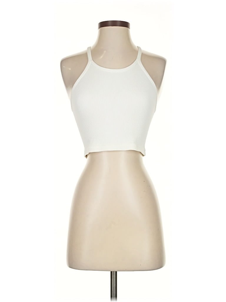 Pre-owned Fp Movement Tank Top Ivory Halter Neckline Tops In White