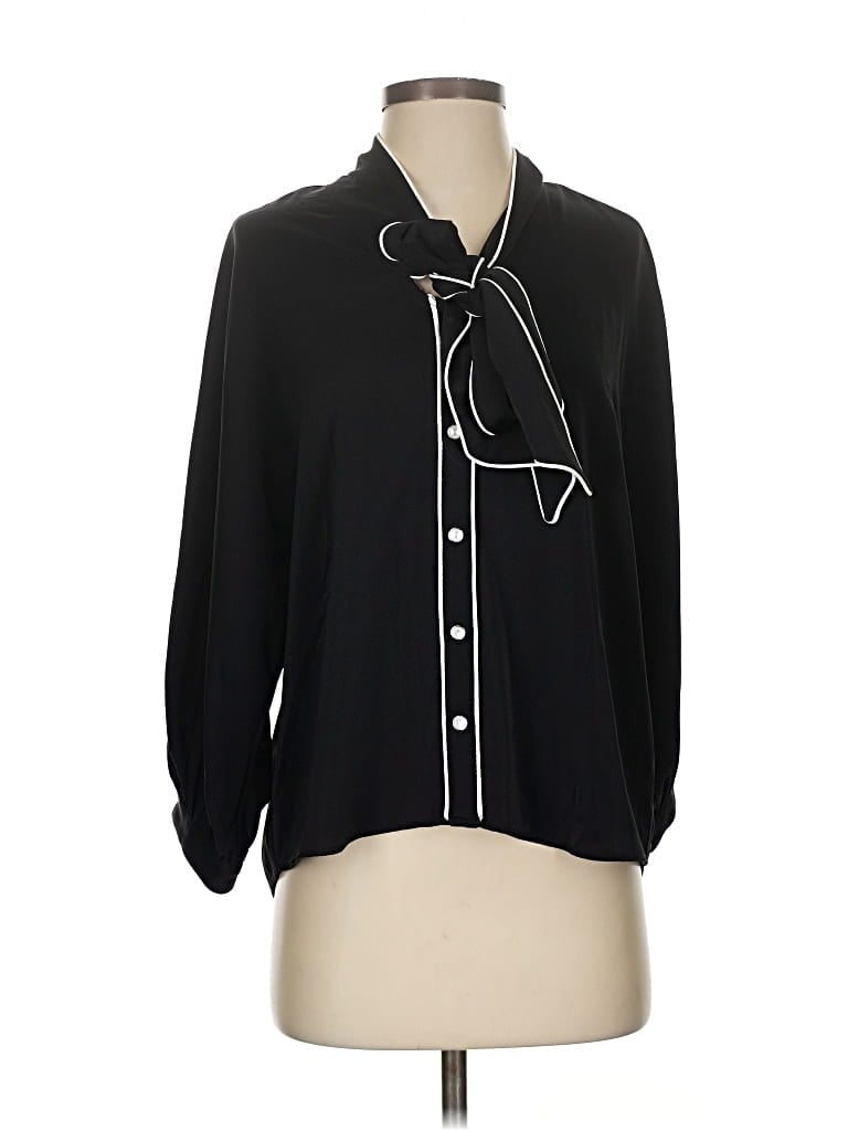 Pre-owned Adrianna Papell 3/4 Sleeve Blouse In Black