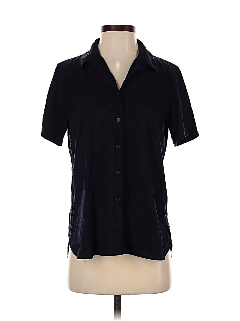 Pre-owned Uniqlo Short Sleeve Blouse In Black