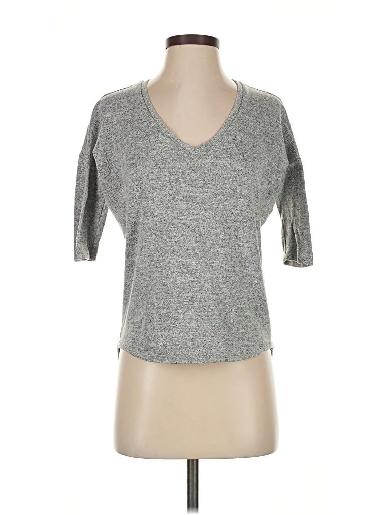 Pre-owned Express 3/4 Sleeve T-shirt In Gray