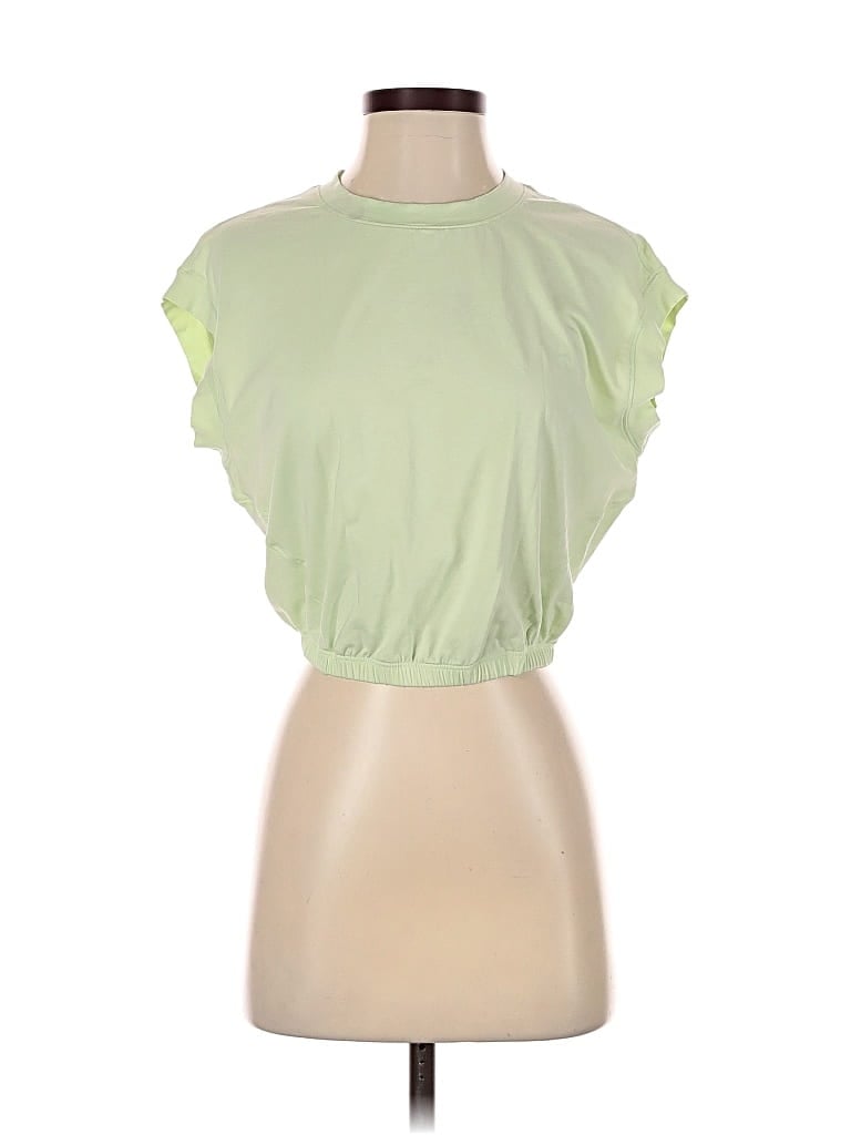 Pre-owned Lululemon Athletica Short Sleeve Top Green Cowl Neck Tops