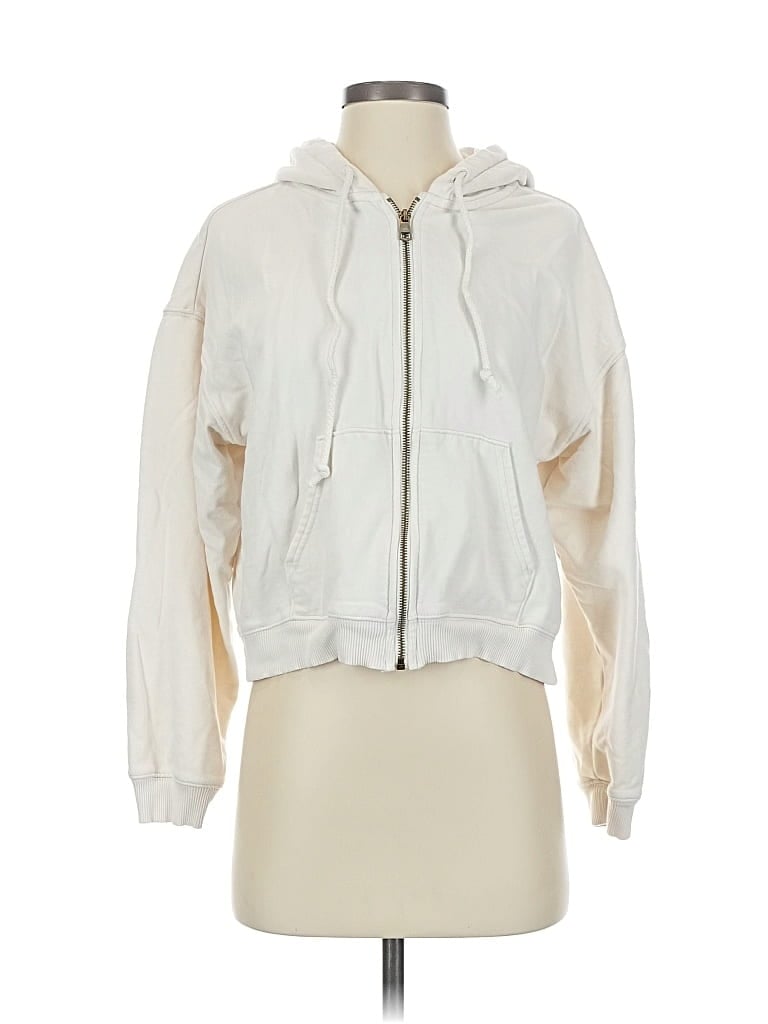 Pre-owned American Eagle Outfitters Zip Up Hoodie In White