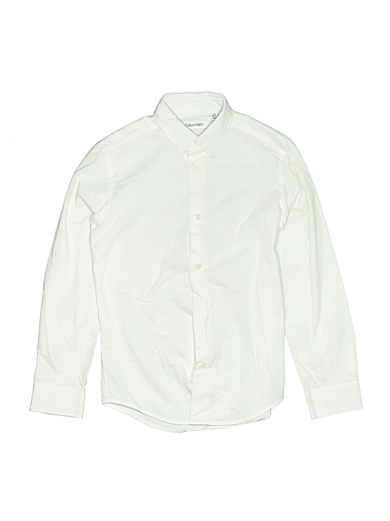 Pre-owned Calvin Klein Kids' Long Sleeve Button Down Shirt In White