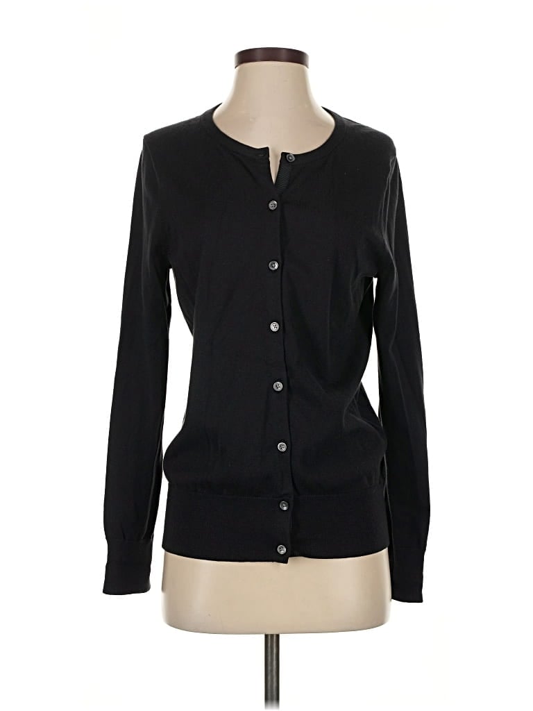 Pre-owned Lands' End Cardigan Sweater In Black