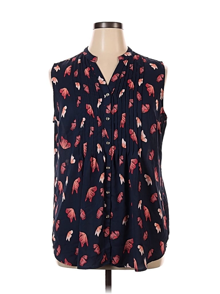 Pre-owned Charter Club Sleeveless Button Down Shirt In Blue