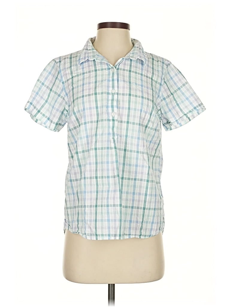 Pre-owned L.l.bean Short Sleeve Blouse In Green