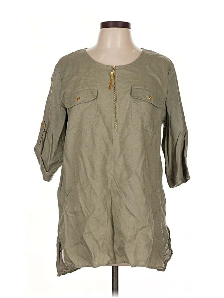 Pre-owned Ellen Tracy 3/4 Sleeve Blouse In Green