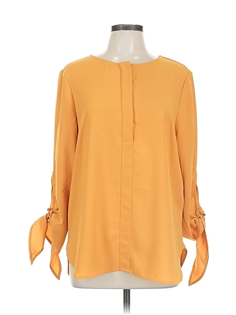 Pre-owned Antonio Melani Long Sleeve Blouse In Orange