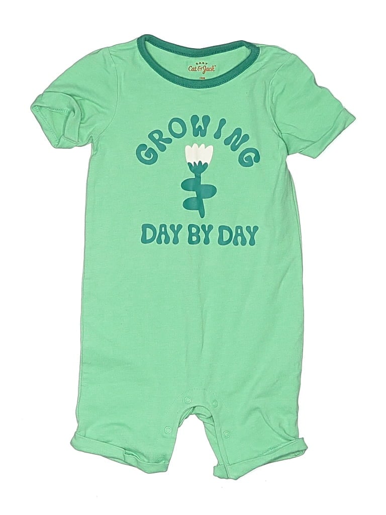 Pre-owned Cat & Jack Kids' Short Sleeve Onesie In Green