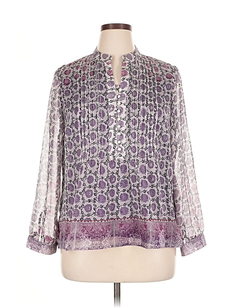Pre-owned Coldwater Creek Long Sleeve Blouse In Purple