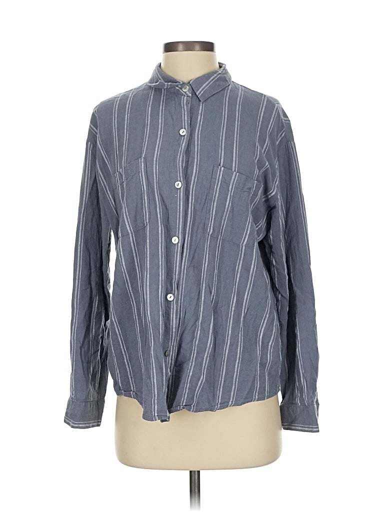 Pre-owned Z Supply Long Sleeve Button Down Shirt In Blue