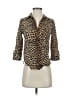 L'Agence 100% Viscose Animal Print Brown 3/4 Sleeve Button-Down Shirt Size XS (0) - photo 1