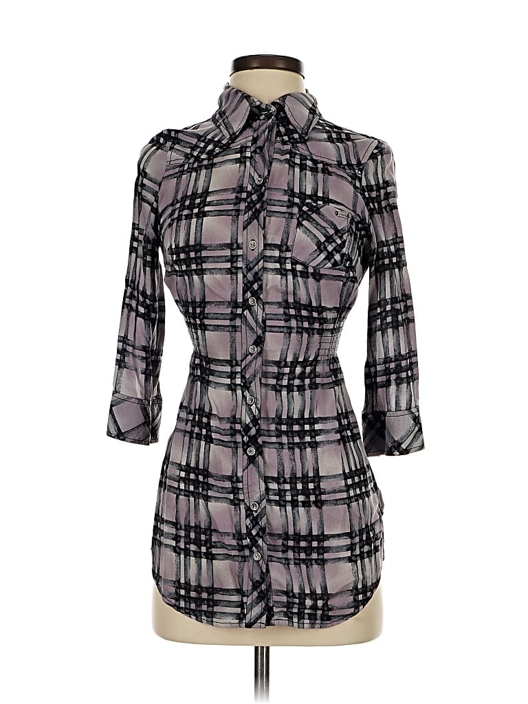 Pre-owned Guess Jeans 3/4 Sleeve Button Down Shirt In Gray