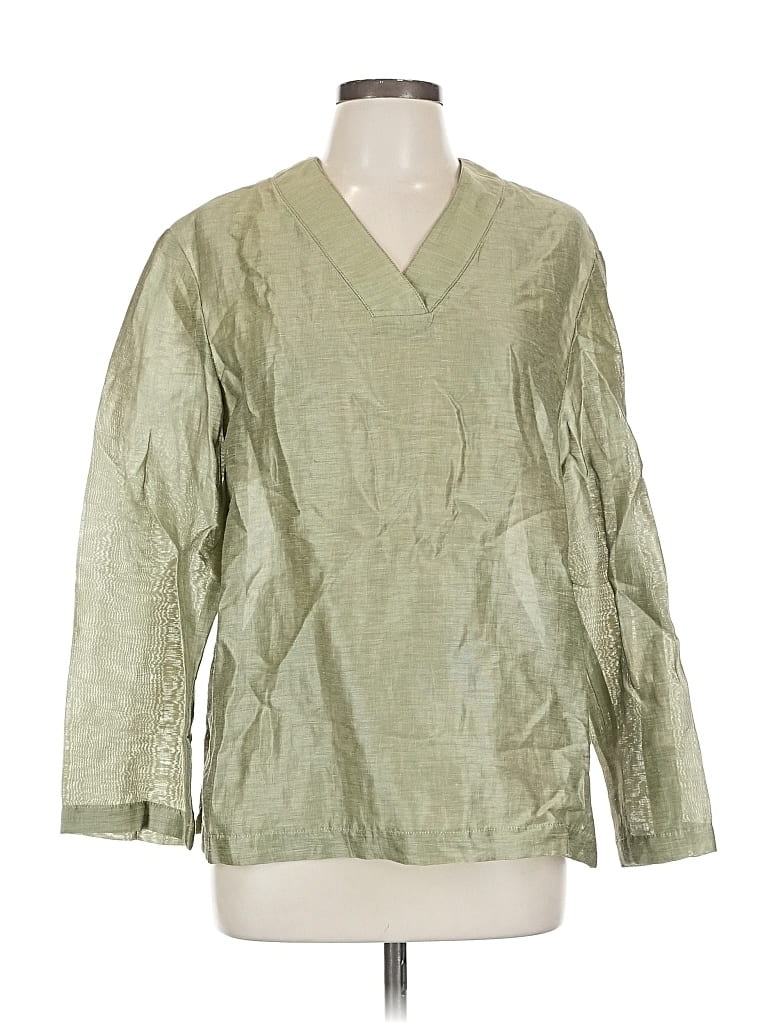 Pre-owned Valerie Stevens Long Sleeve Blouse In Green