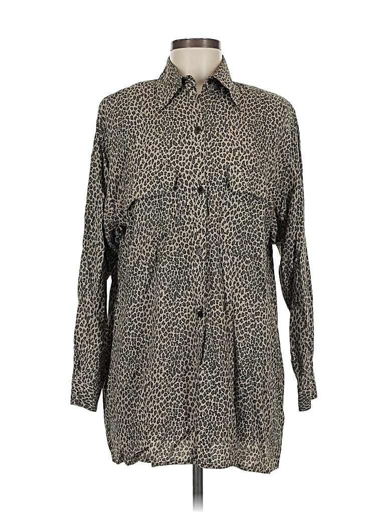 Pre-owned Assorted Brands Long Sleeve Button Down Shirt In Brown