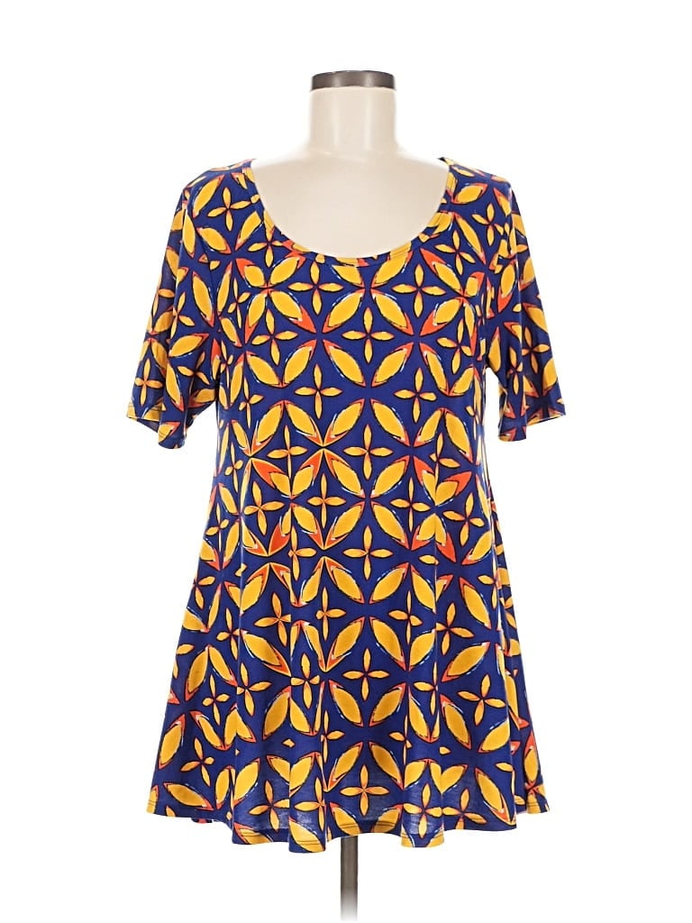 Pre-owned Lularoe Short Sleeve Top Yellow Square Neckline Tops