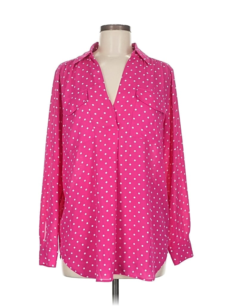Pre-owned Ann Taylor Long Sleeve Blouse In Pink