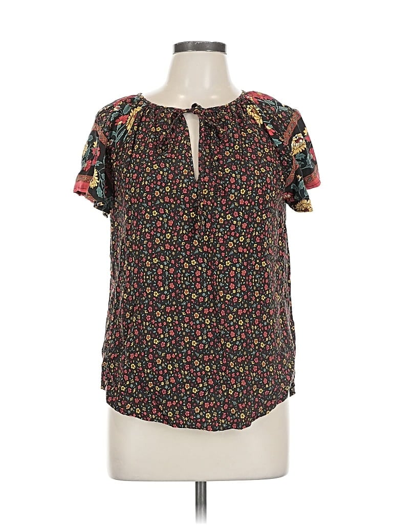 Pre-owned Shein Short Sleeve Blouse In Black