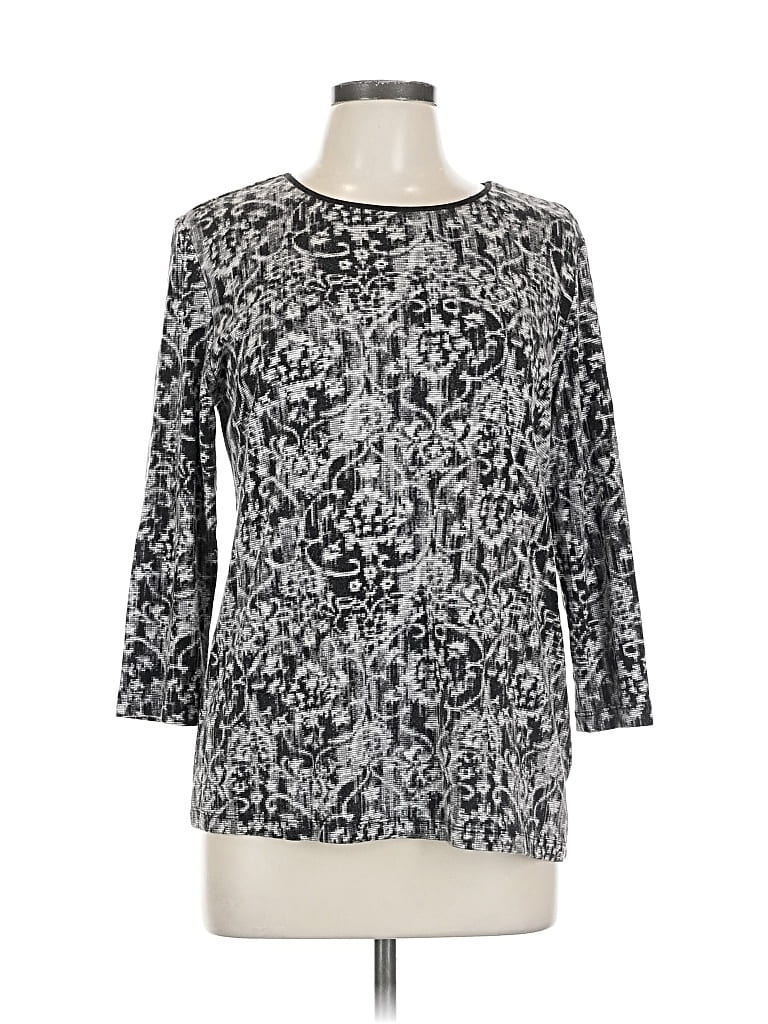 Pre-owned Jm Collection 3/4 Sleeve T-shirt In Silver