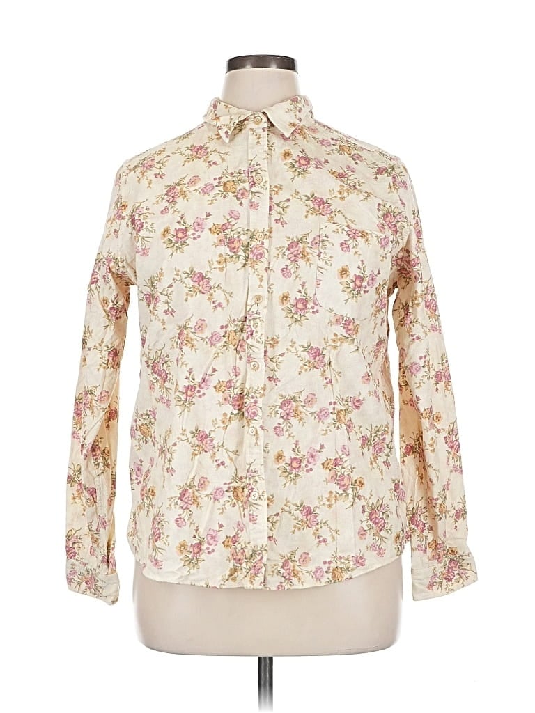 Pre-owned L.l.bean Long Sleeve Button Down Shirt In White