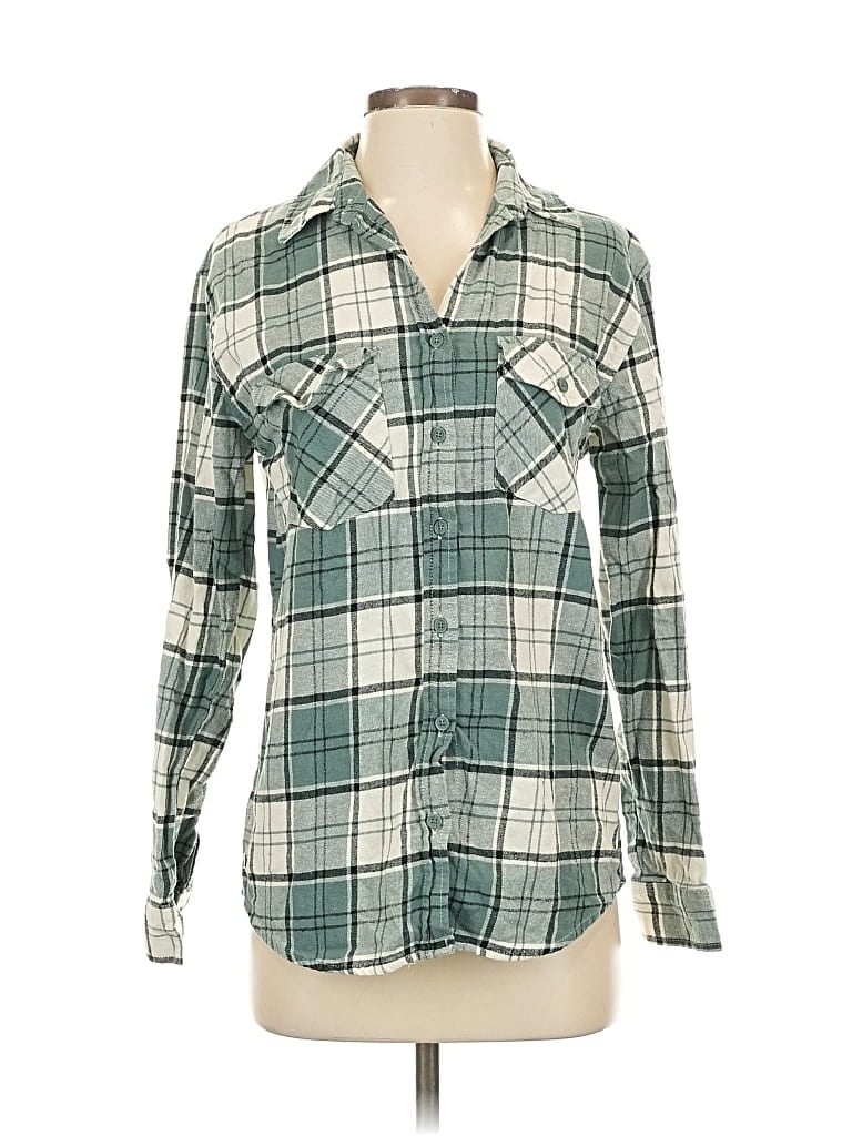 Pre-owned Rsq Long Sleeve Button Down Shirt In Green