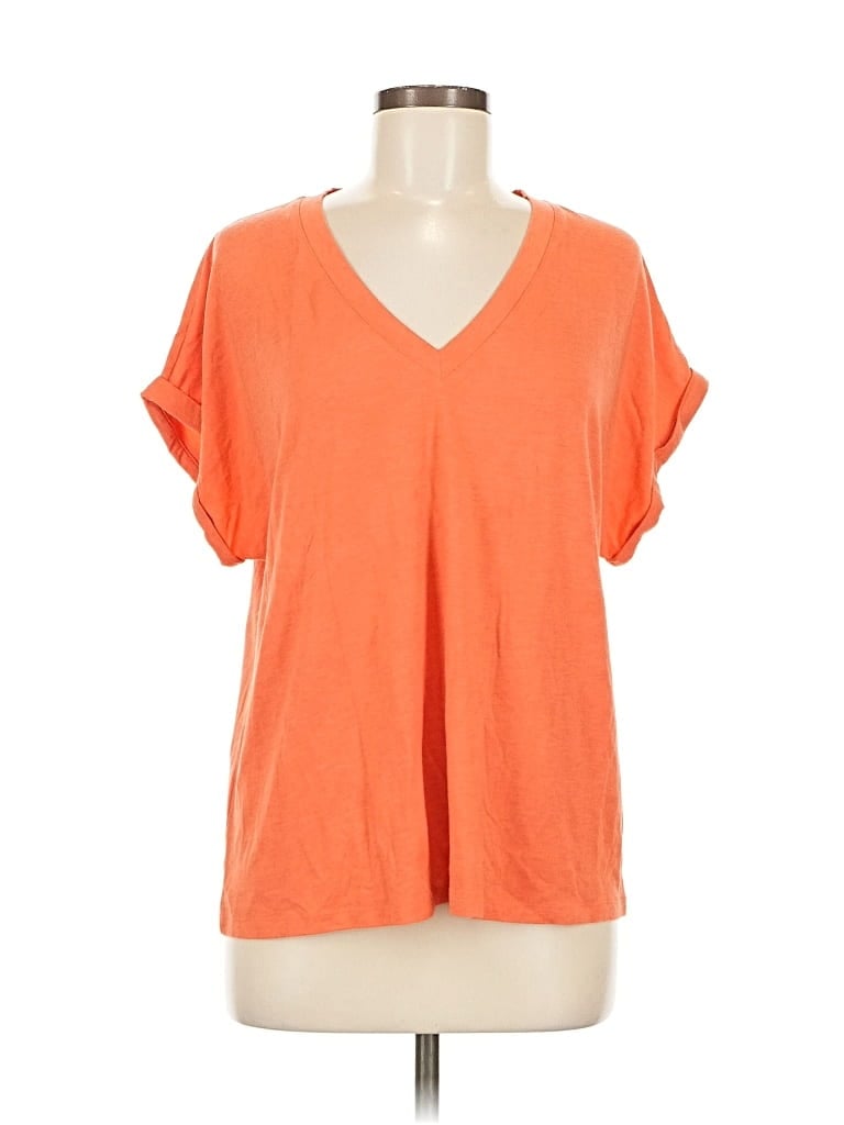 Pre-owned Tommy Bahama Short Sleeve Top Orange V Neck Tops