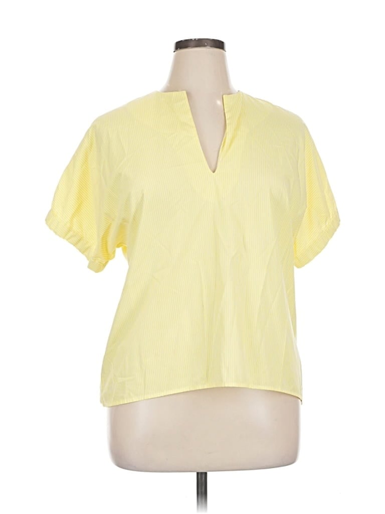 Pre-owned Caryn Lawn Short Sleeve Blouse In Yellow