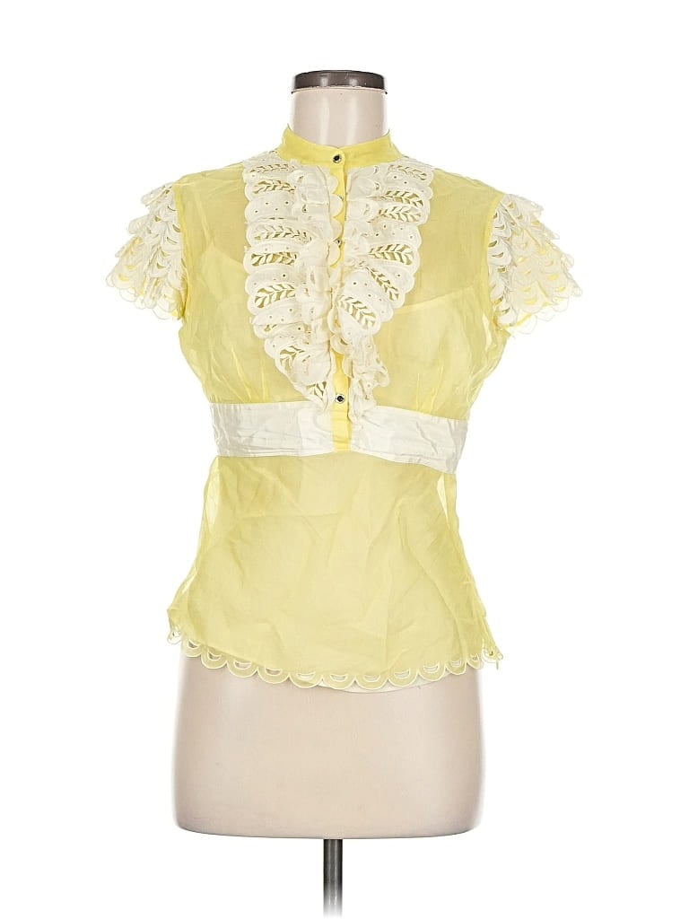 Pre-owned Karen Millen Sleeveless Silk Top Yellow Halter Neckline Tops