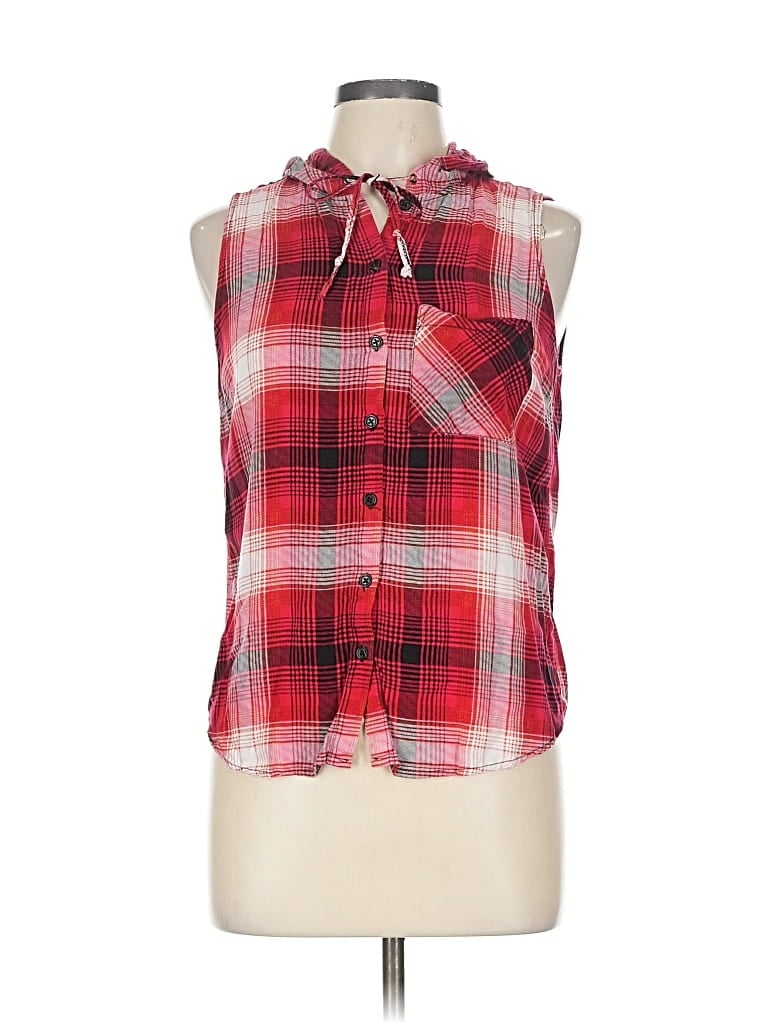 Pre-owned Polly & Esther Sleeveless Button Down Shirt In Red